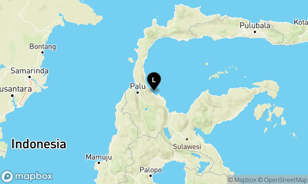 Peta episentrum gempa M5.0 — 44 km TimurLaut PALU-SULTENG