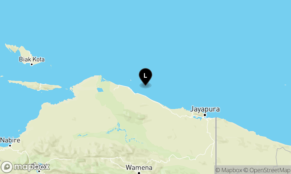 Peta Gempa Pusat gempa berada di laut 42 km Timur Laut Sarmi