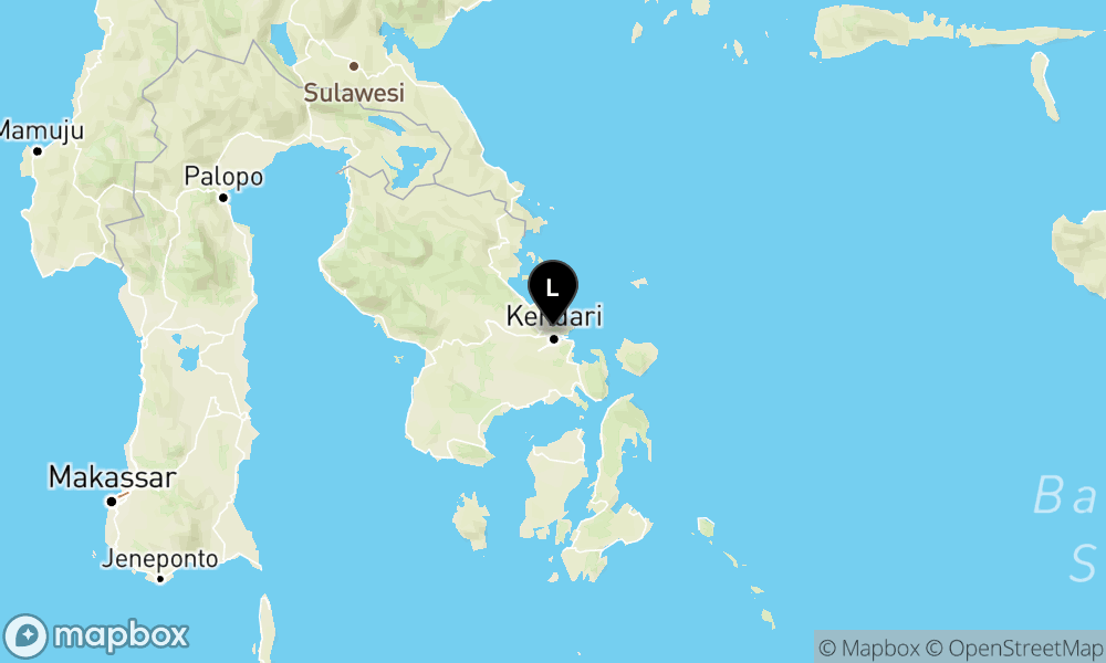 Peta Gempa Pusat gempa berada di darat 1 km Barat daya Mandonga, Kota Kendari
