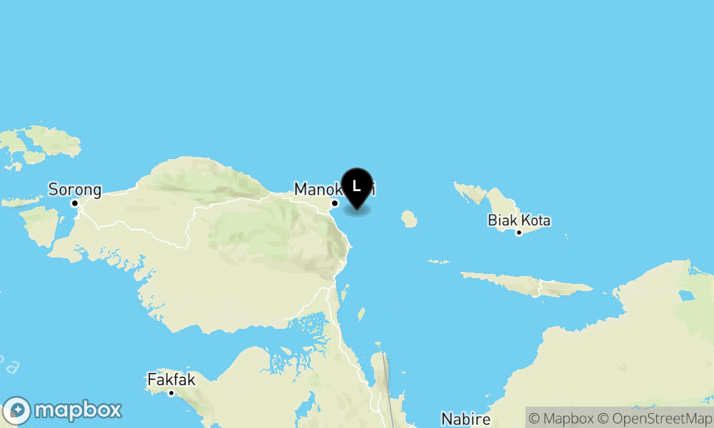 Peta Gempa Pusat gempa berada di laut 33 km tenggara Manokwari