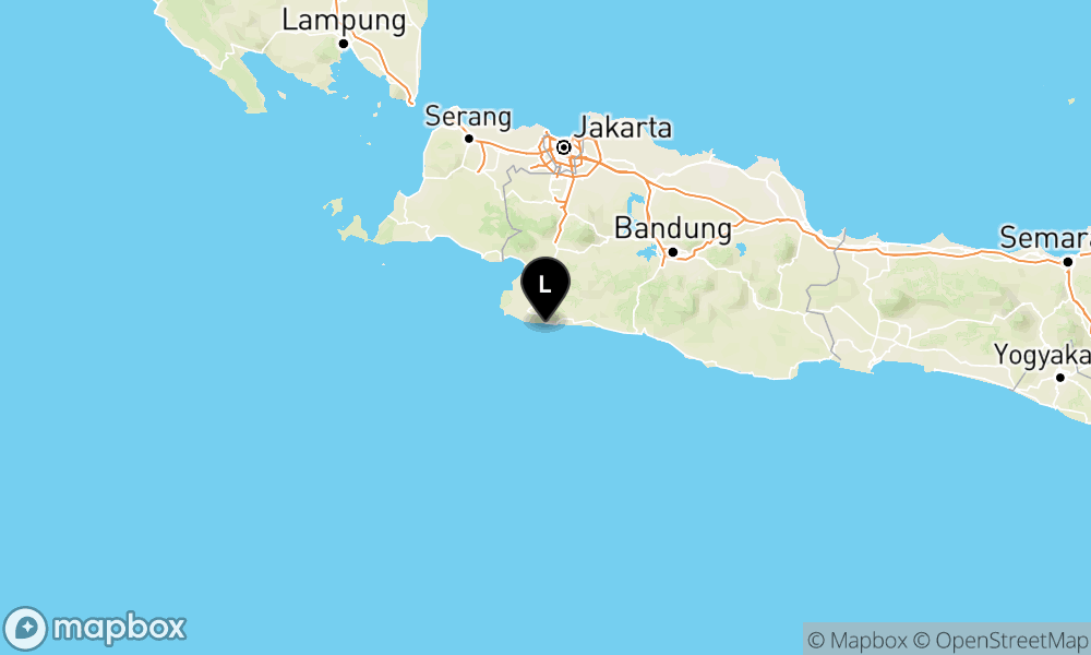 Peta Gempa Pusat gempa berada di laut 53 km tenggara Kab. Sukabumi