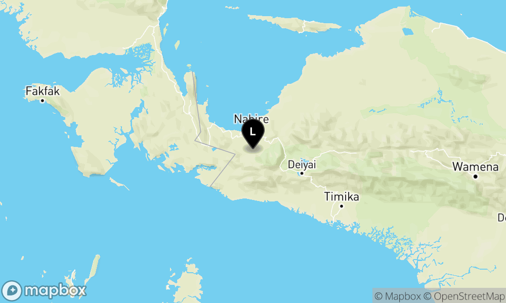 Peta Gempa Pusat gempa berada di darat 39 km Tenggara Nabire