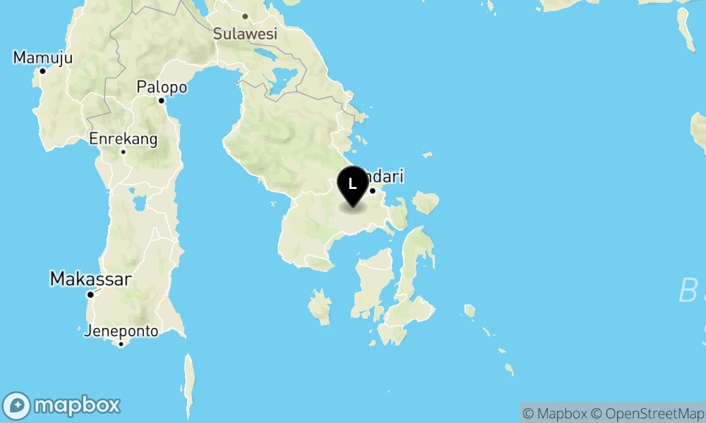 Peta Gempa Pusat gempa berada di darat 1 km tenggara Baito, Konawe Selatan