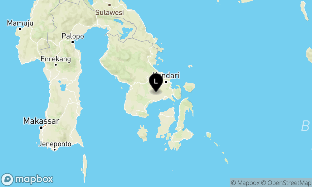 Peta Gempa Pusat gempa berada di darat 1 km baratlaut Baito, Konawe Selatan