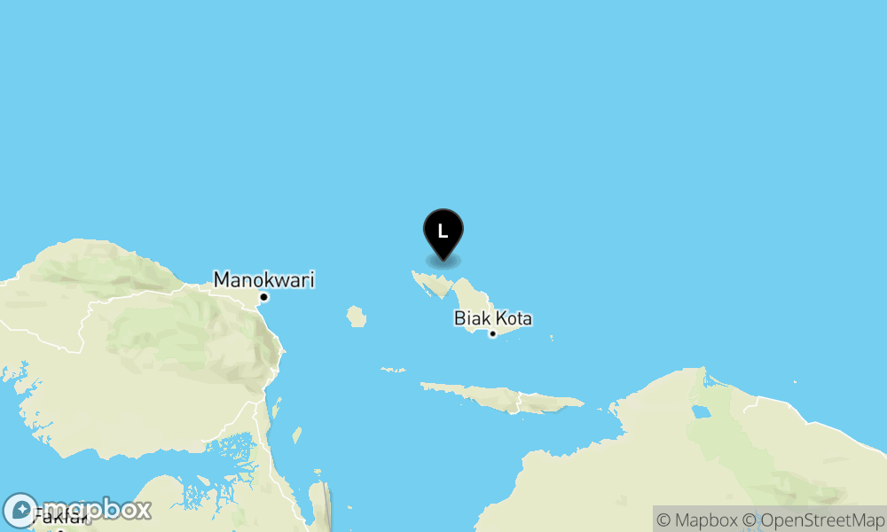 Peta Gempa Pusat gempa berada di laut 18 Km barat laut Supiori
