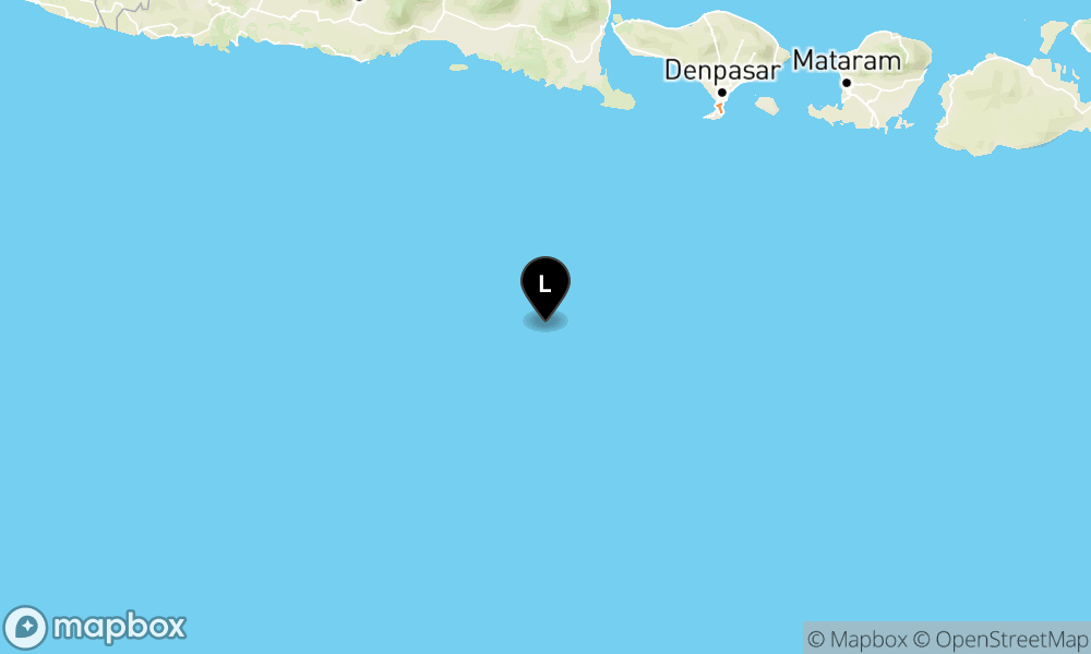 Peta Gempa Pusat gempa berada di laut 218 Km barat daya Kuta Selatan