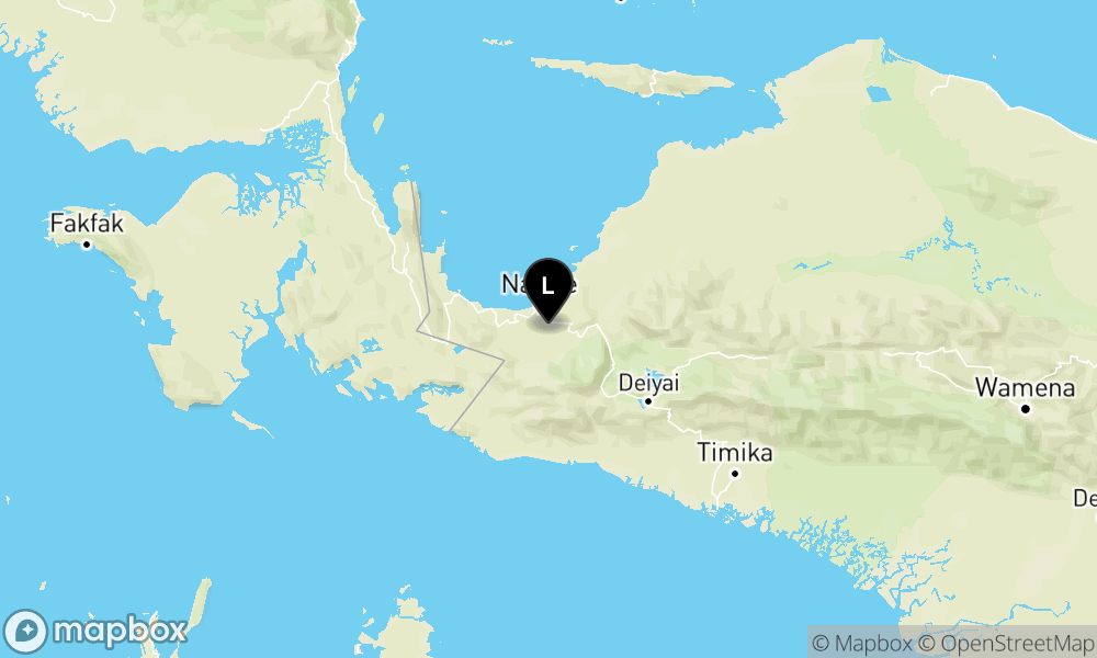 Peta Gempa Pusat gempa berada di darat 20 km tenggara Nabire