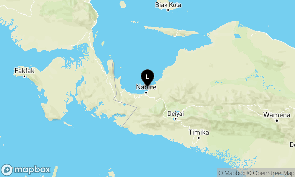 Peta Gempa Pusat gempa berada di darat 13 km timur laut Nabire
