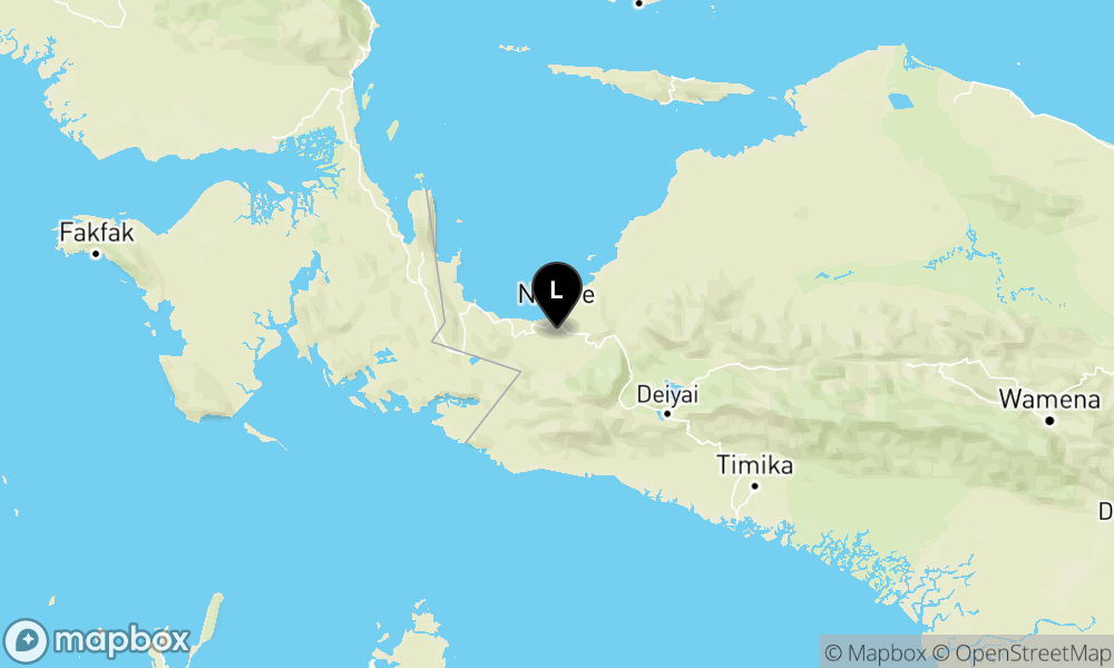 Peta Gempa Pusat gempa berada di darat 14 km tenggara Nabire