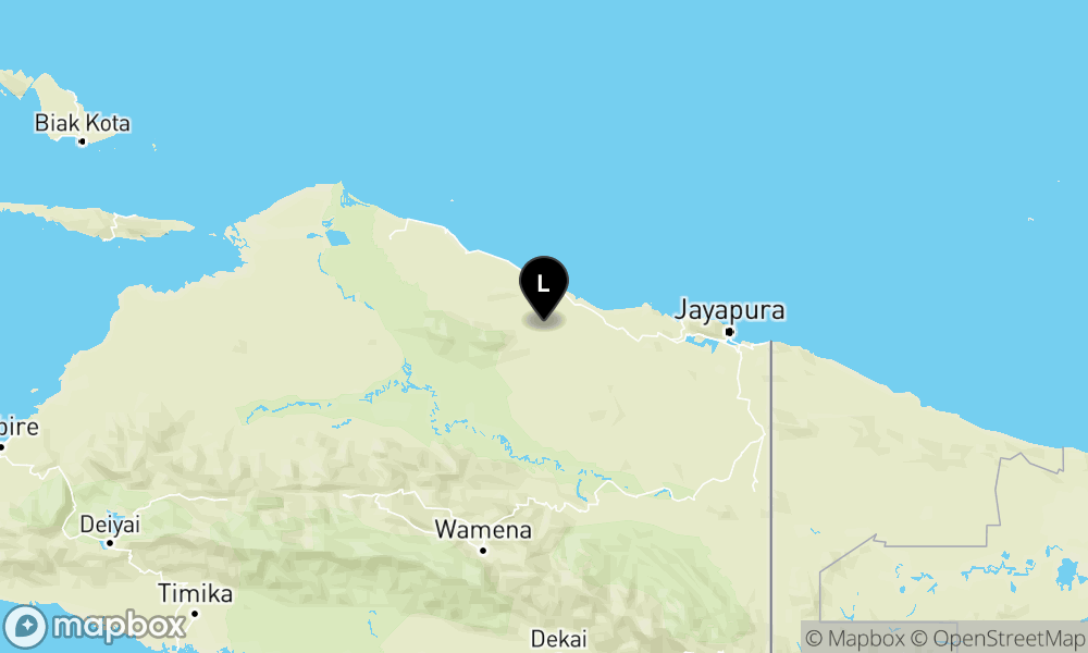 Peta Gempa 100 km Tenggara SARMI-PAPUA