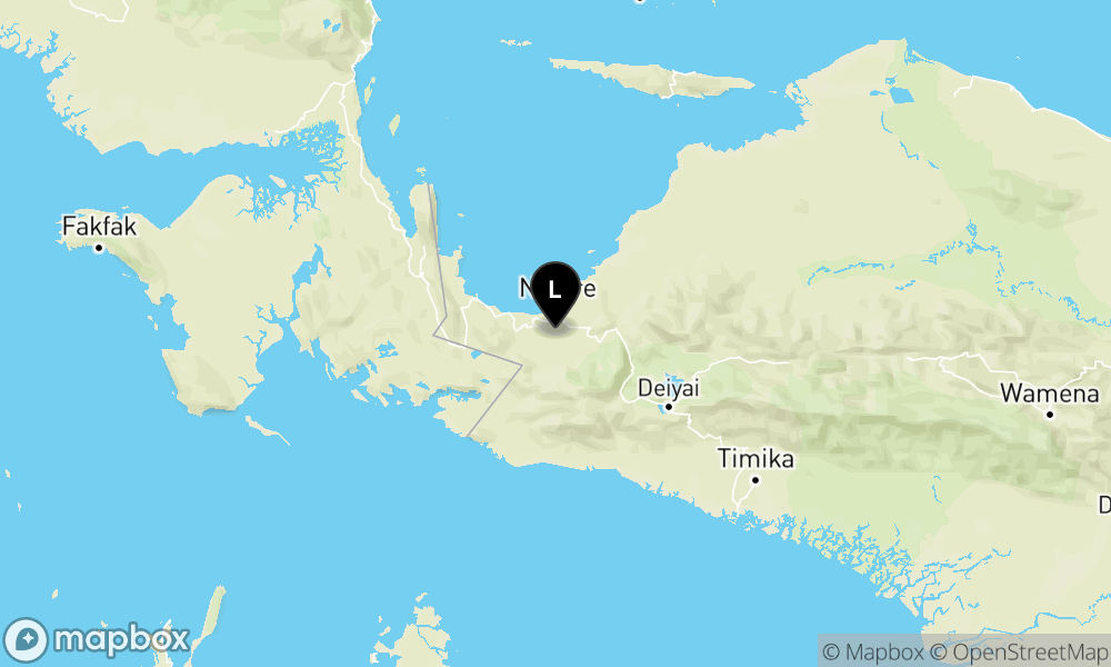 Peta Gempa Pusat gempa berada di darat 19 km BaratDaya Nabire
