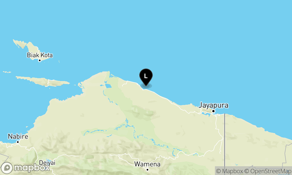 Peta Gempa Pusat gempa berada di laut 18 km Tenggara Sarmi