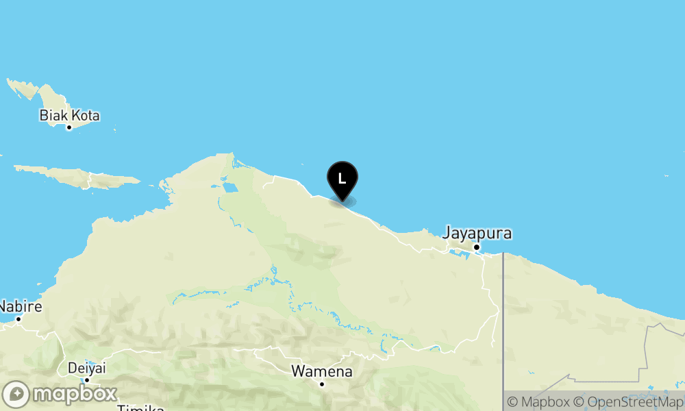 Peta Gempa 53 km Tenggara SARMI-PAPUA