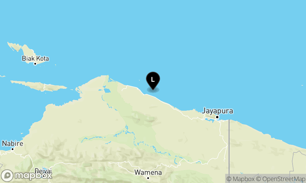 Peta Gempa Pusat gempa berada di darat 36 km Tenggara Sarmi