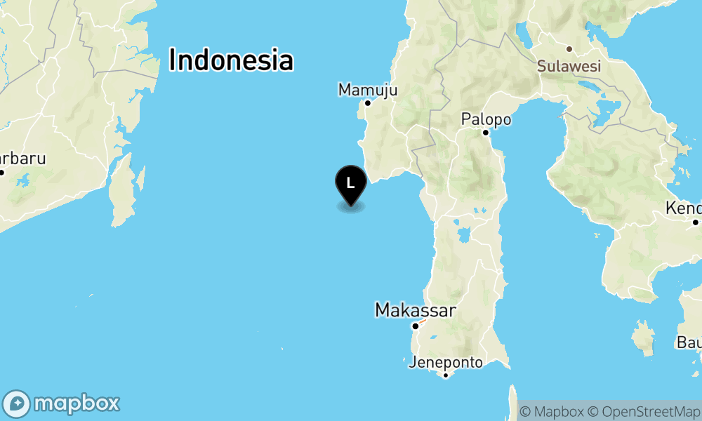 Peta Gempa Pusat gempa berada di laut 75 km Barat Daya Polewali Mandar