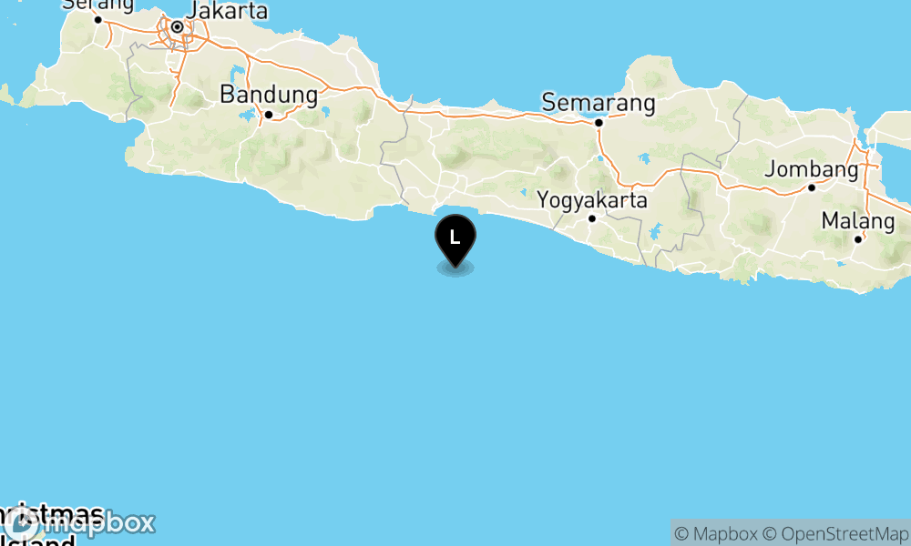 Peta Gempa Pusat gempa berada di laut 63 km tenggara Cilacap