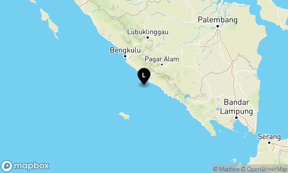 Peta Gempa Pusat gempa berada di laut 23 km barat daya Bengkulu Selatan