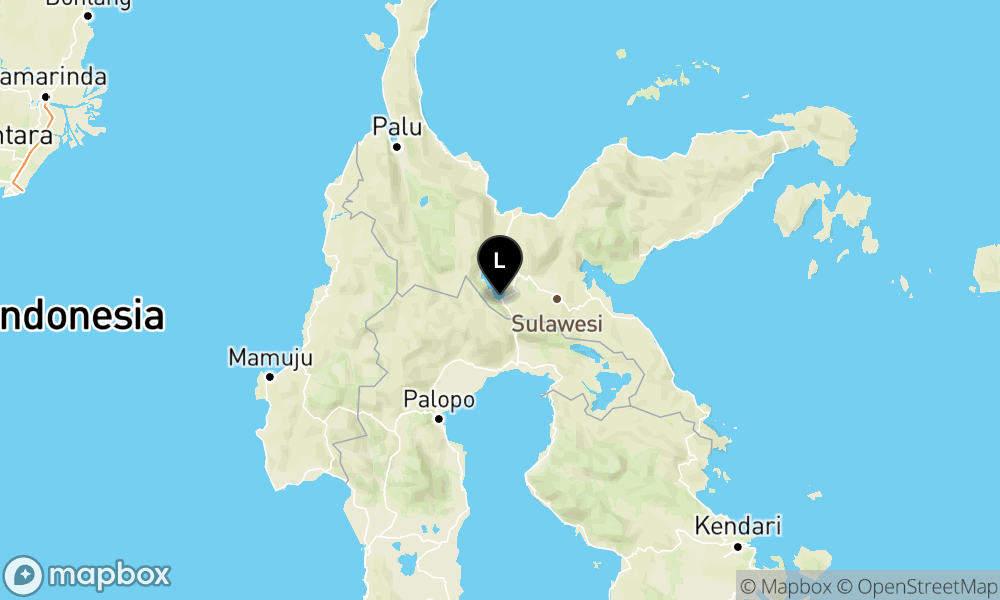 Peta Gempa Pusat gempa berada di darat 76 km barat daya Poso