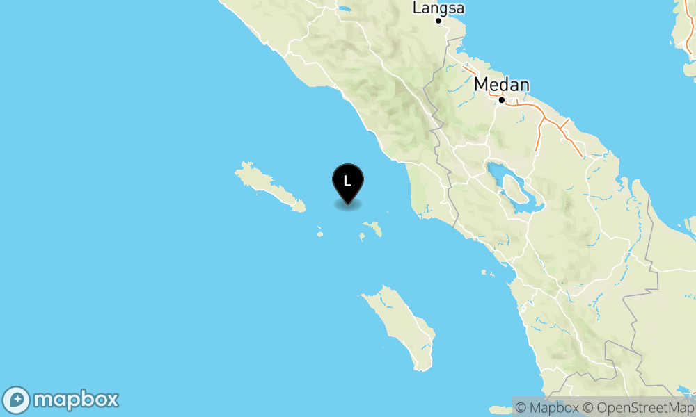 Peta Gempa Pusat gempa berada di laut 66 km Tenggara Sinabang