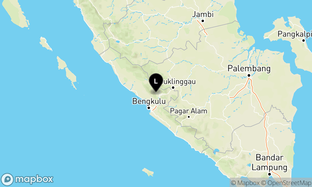 Peta Gempa Pusat gempa berada di darat 10 km Barat Laut Rejang Lebong