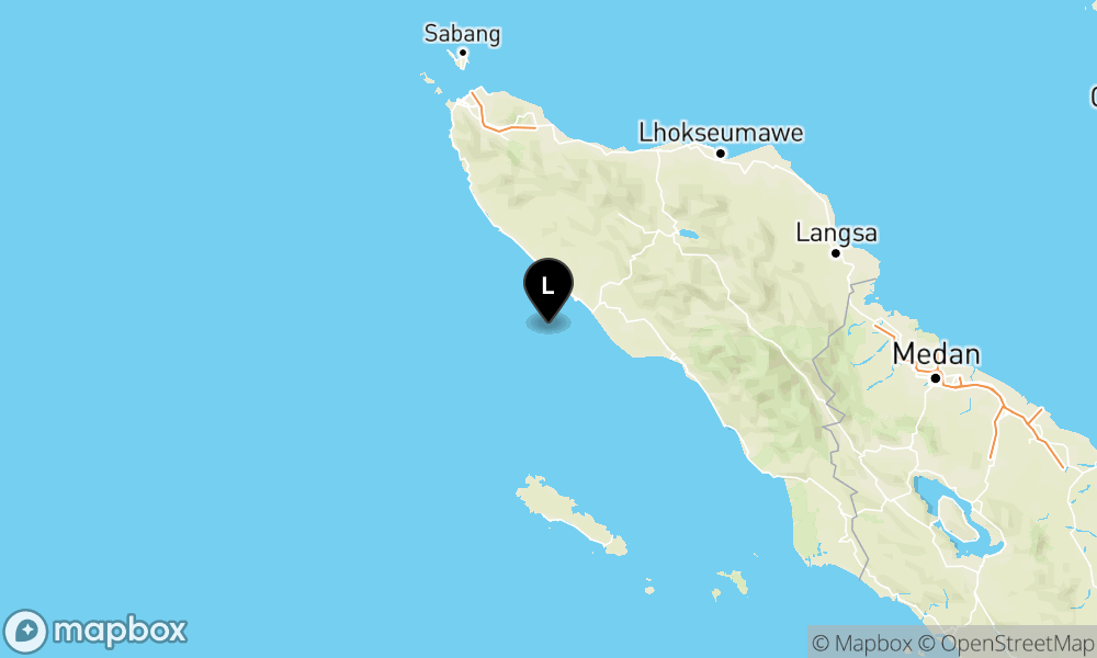 Peta Gempa Pusat gempa berada di laut 31 km barat daya Meulaboh, Aceh Barat