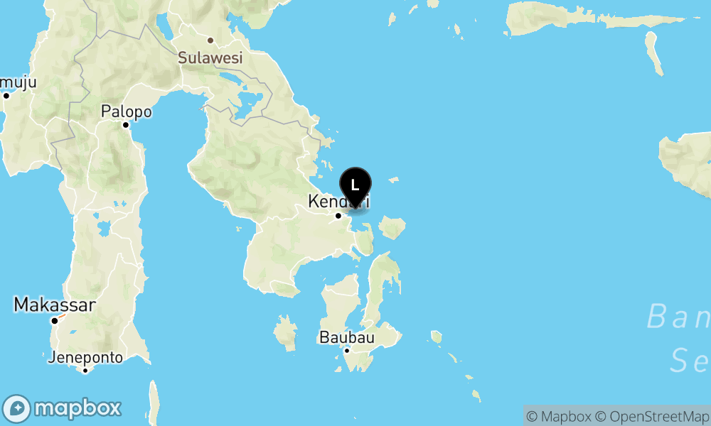Peta Gempa Pusat gempa berada di laut 37 km barat Konawe Kepulauan