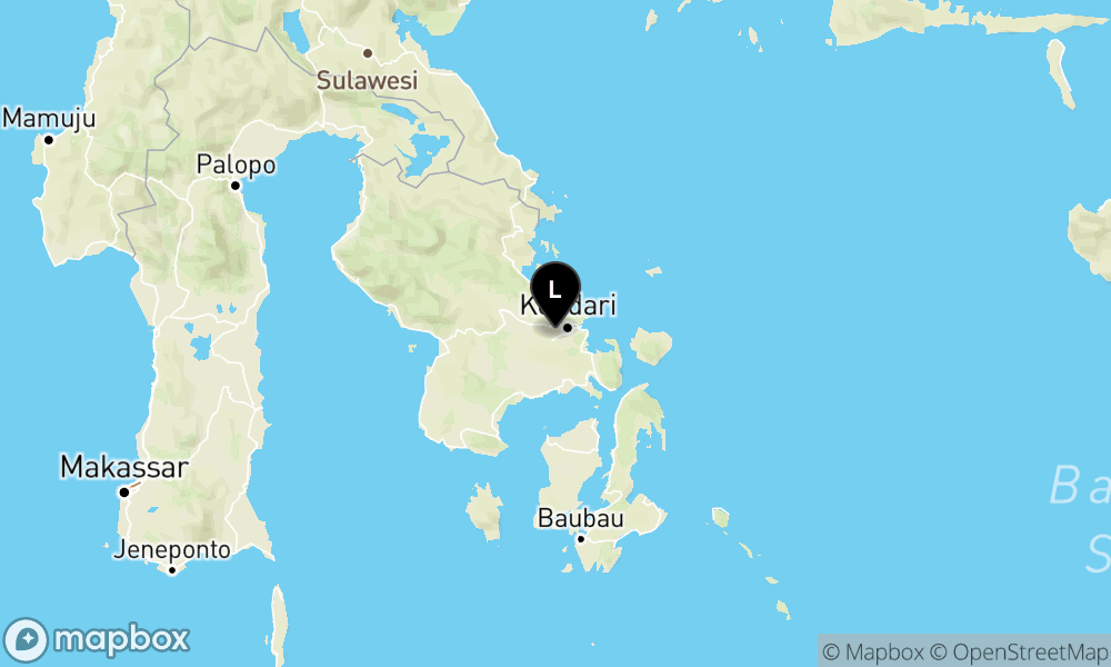 Peta Gempa Pusat gempa berada di darat 43 km Timur laut Konawe Selatan