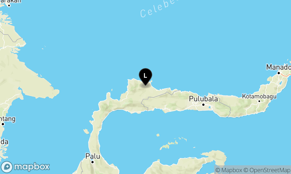 Peta Gempa Pusat gempa berada di darat 19 km barat laut Buol