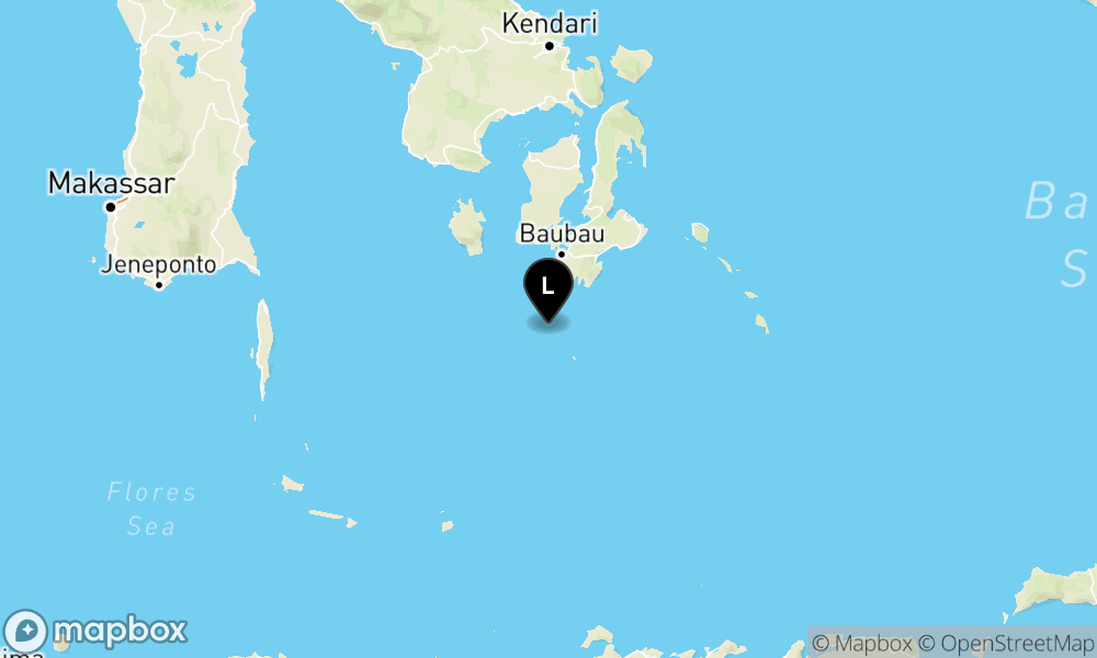 Peta Gempa Pusat gempa berada di laut 46 km selatan Buton Selatan