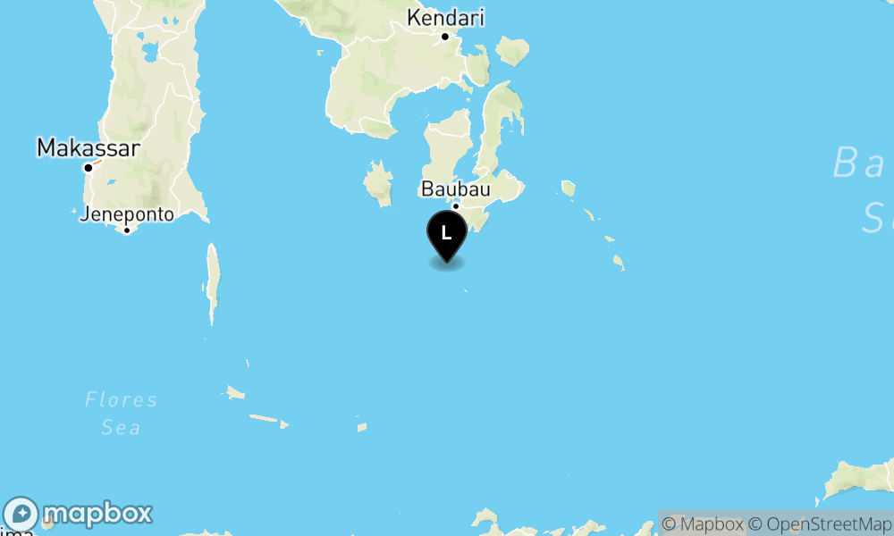 Peta Gempa Pusat gempa berada di laut 47 km selatan Buton Selatan