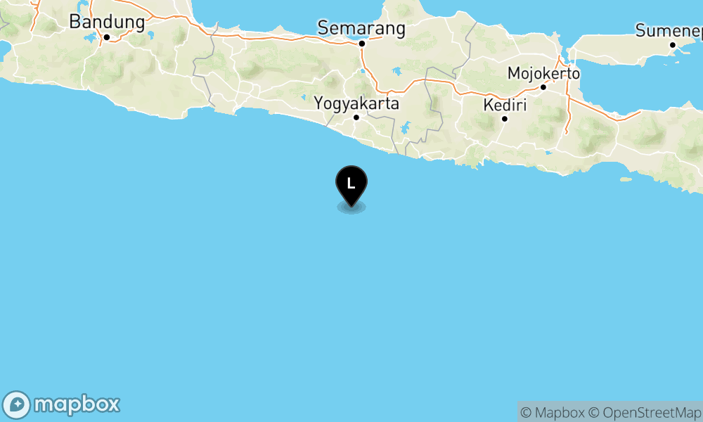 Peta Gempa Pusat gempa berada di laut 97 km BaratDaya Gunungkidul