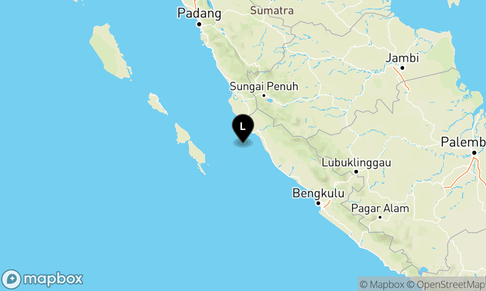 Peta Gempa Pusat gempa berada di laut 34 km selatan Mukomuko