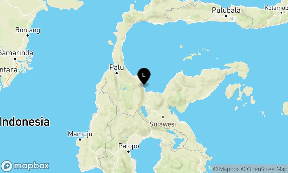 Peta Gempa Pusat gempa berada di laut 21 km barat laut Poso
