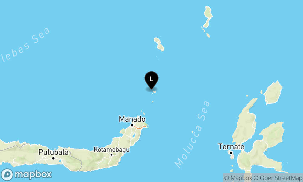 Peta Gempa Pusat gempa berada di laut 42 km selatan Ondong, Kepulauan Sitaro