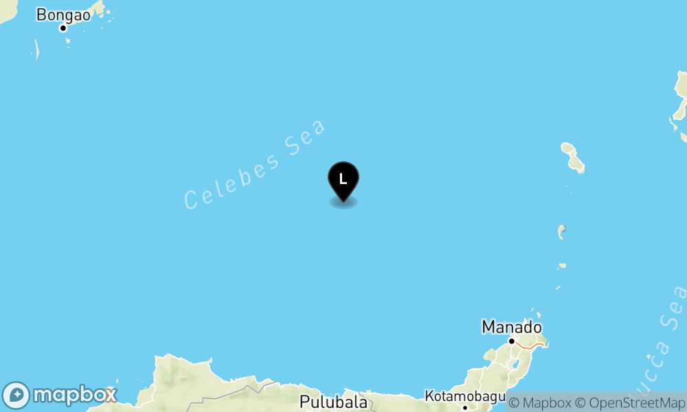 Peta Gempa 237 km BaratLaut BOROKO-BOLMUT-SULUT