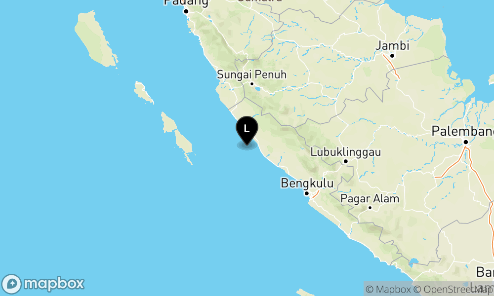 Peta Gempa Pusat gempa berada di laut 61 km Selatan Mukomuko