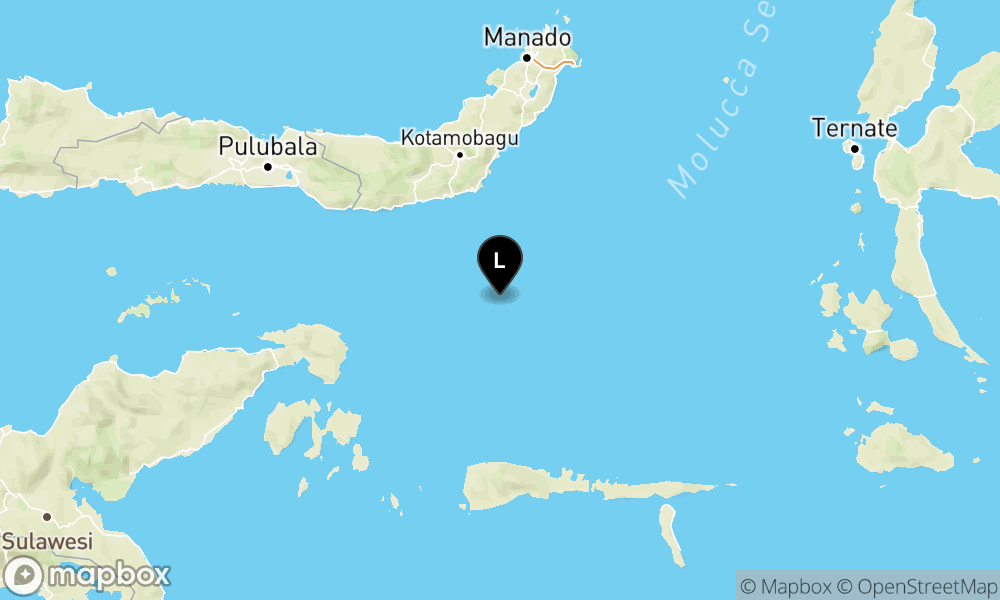 Peta Gempa 110 km Tenggara BOLAANGUKI-BOLSEL-SULUT