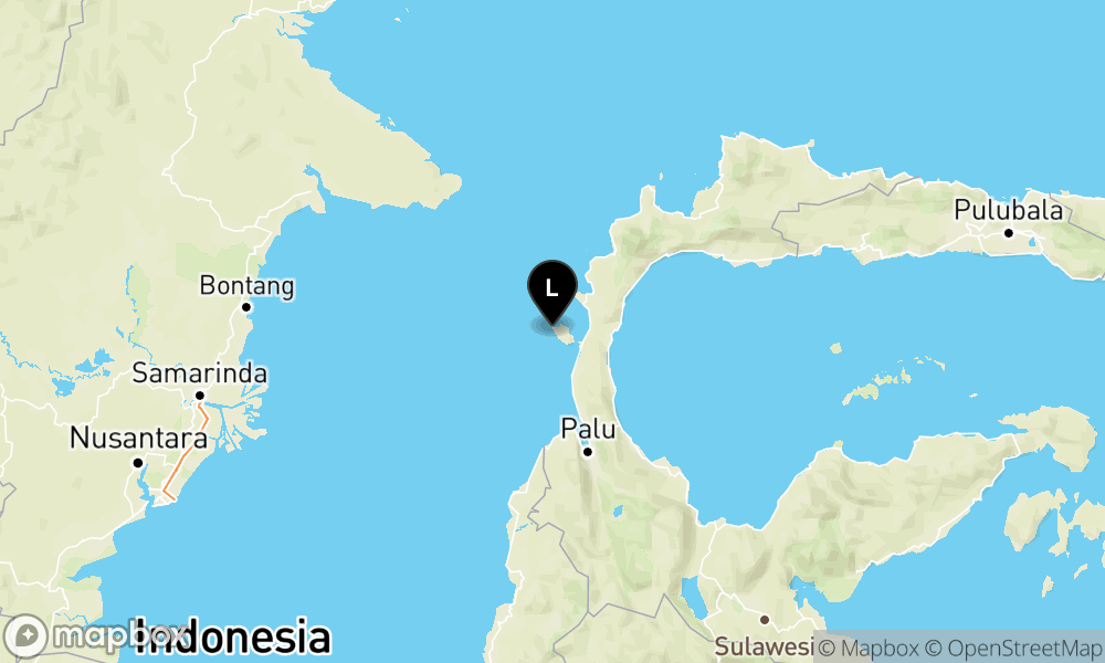 Peta Gempa Pusat gempa berada di laut 48 km barat laut Donggala