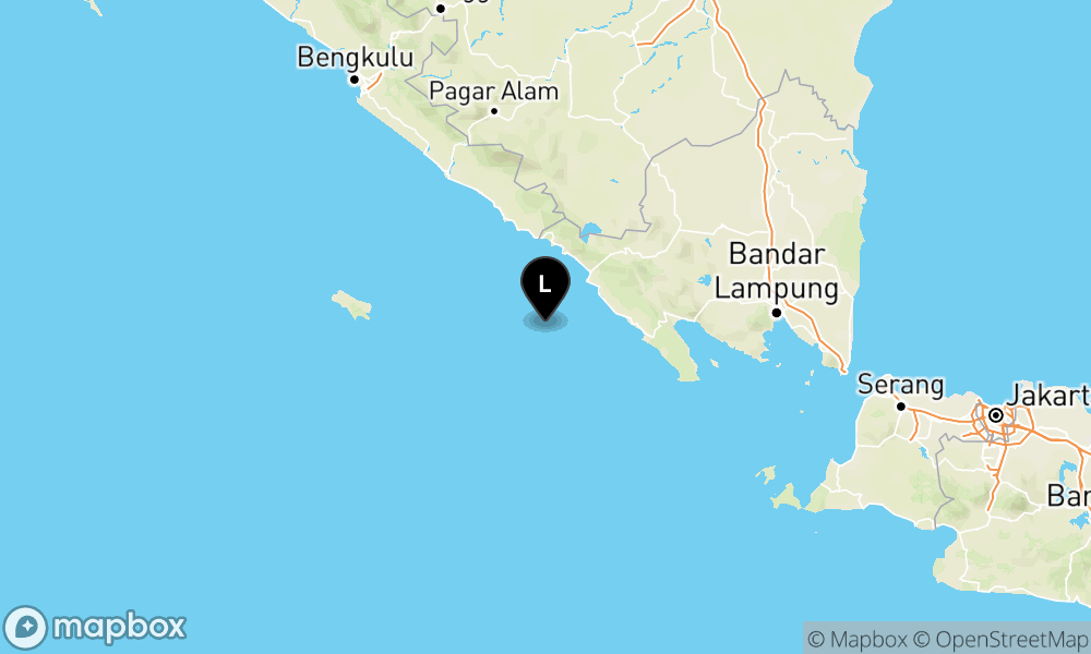 Peta Gempa Pusat gempa berada di laut 53 km barat daya Pesisir Barat