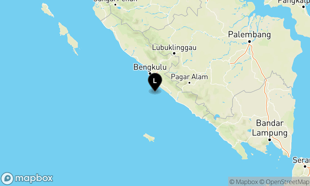 Peta Gempa Pusat gempa berada di laut 30 km barat daya Seluma