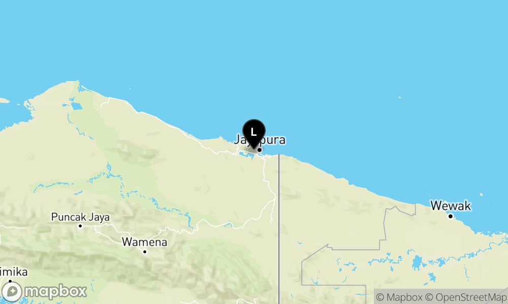 Peta Gempa Pusat gempa berada di darat 1 km Tenggara Kota Jayapura