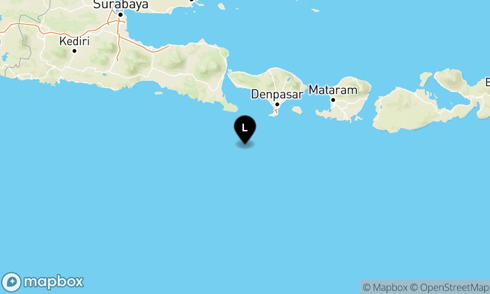 Peta Gempa Pusat gempa berada di laut 81 Km Barat Daya Kuta Selatan