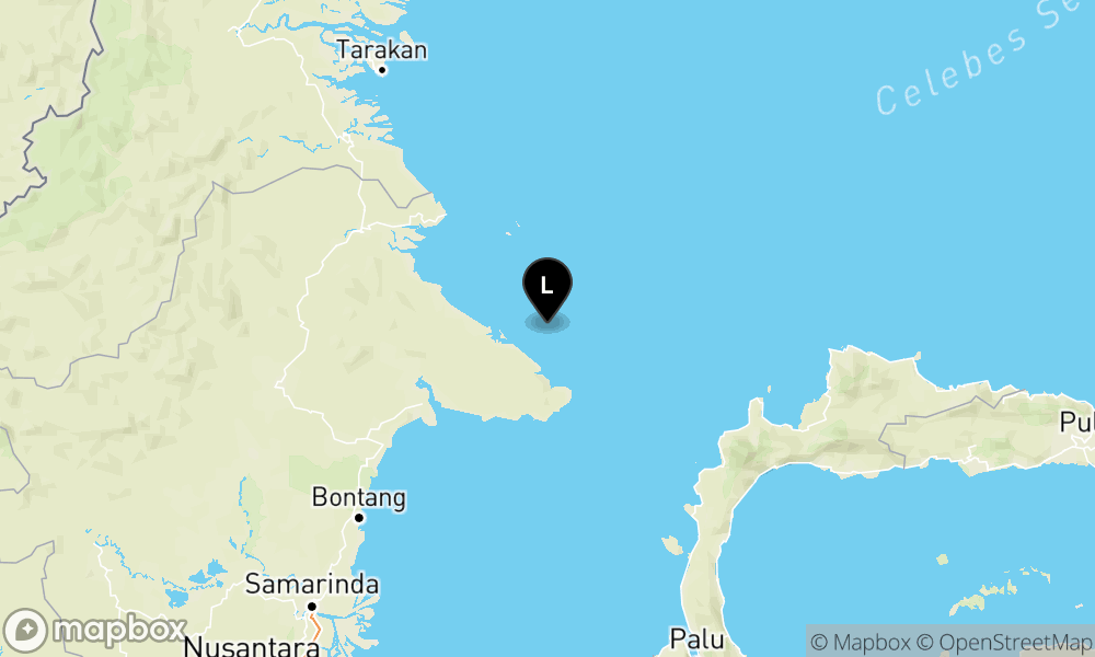 Peta Gempa Pusat gempa berada di laut 173 km timur Berau