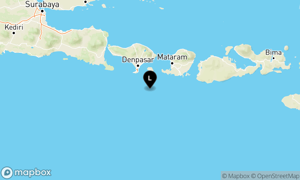Peta Gempa Pusat gempa berada di laut 63 km Tenggara Kuta Selatan