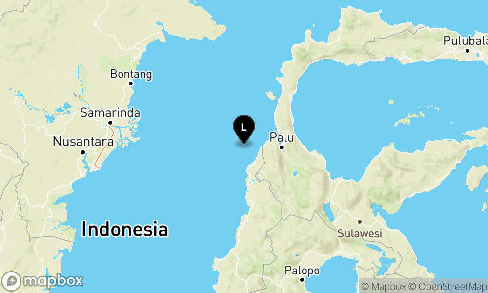 Peta Gempa Pusat gempa berada di laut 51 km Selatan Donggala
