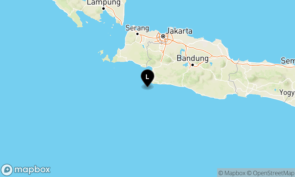 Peta Gempa Pusat gempa berada di laut 63 km barat daya Sukabumi