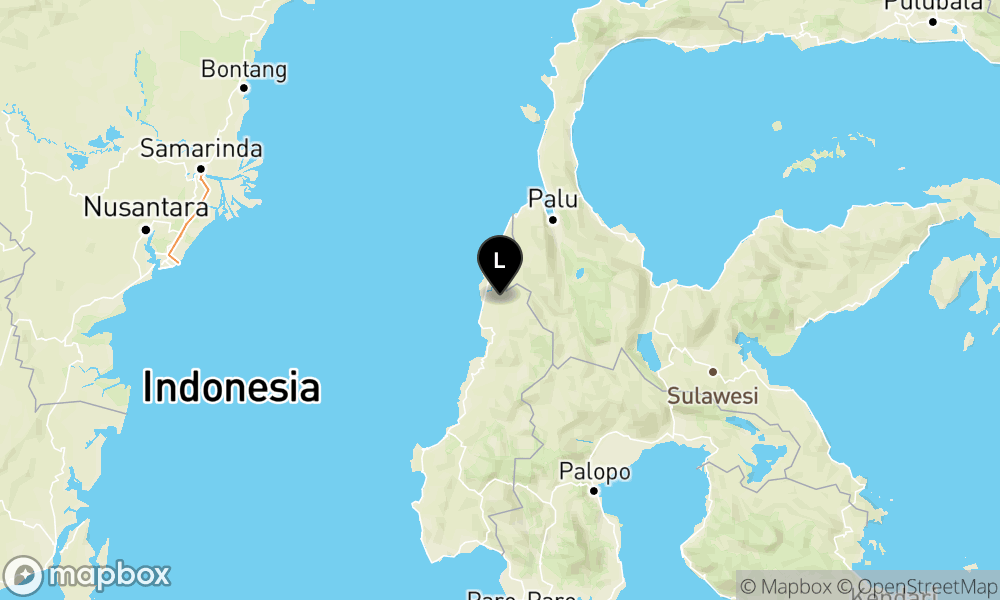 Peta Gempa Pusat gempa berada di darat 40 km selatan Pasangkayu