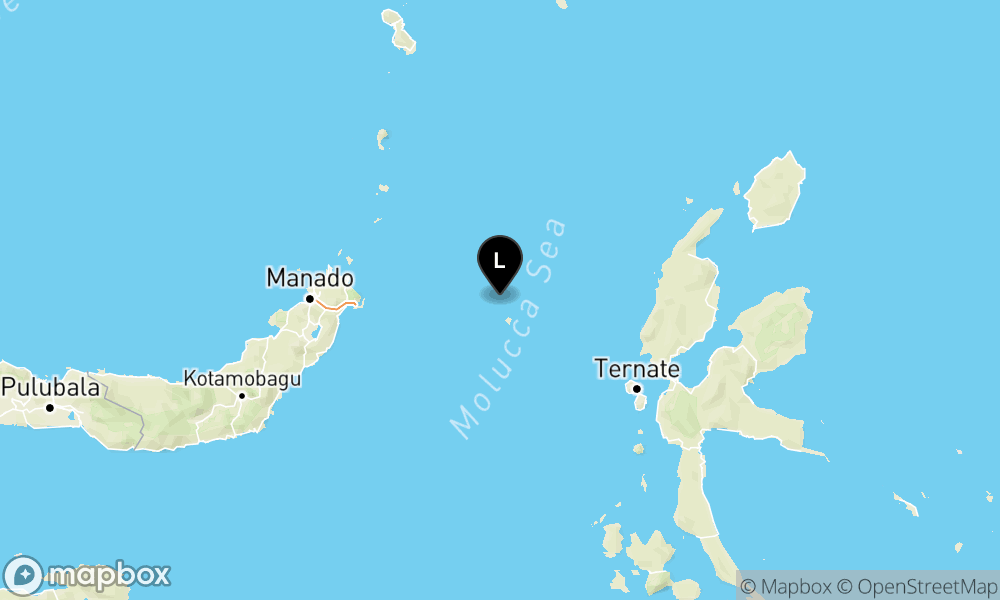Peta Gempa Pusat gempa berada di laut 118 km barat Jailolo