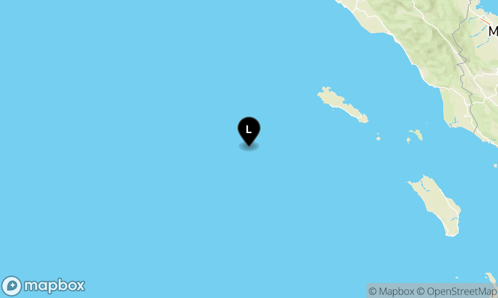 Peta episentrum gempa M5.7 — 202 km BaratDaya SINABANG-ACEH