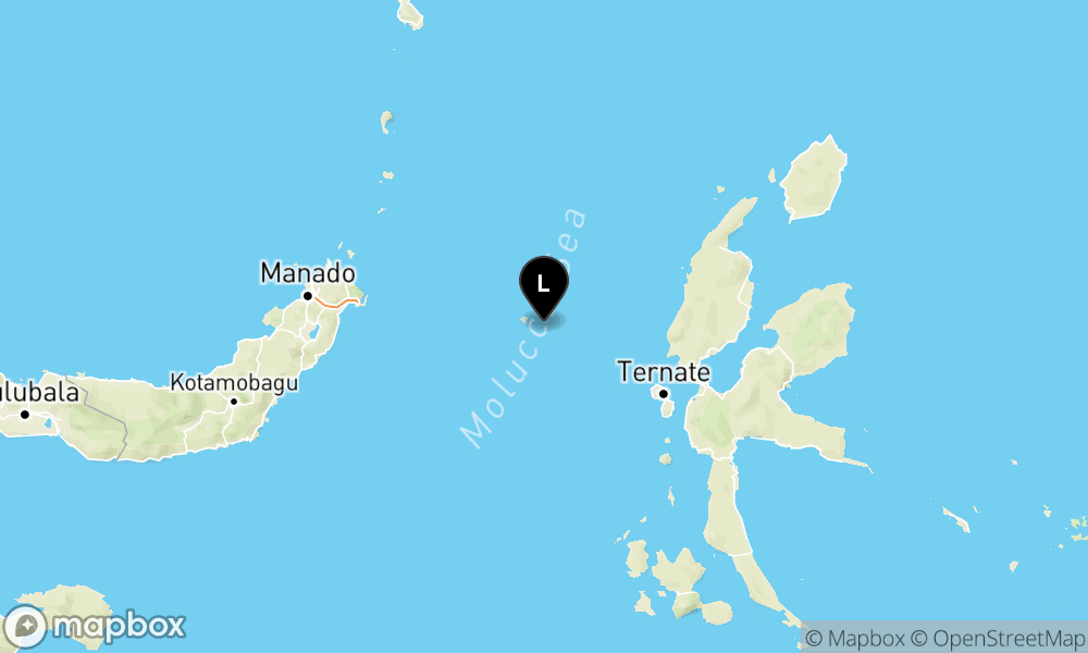 Peta episentrum gempa M3.0 — Pusat gempa berada di laut 107 km barat Jailolo